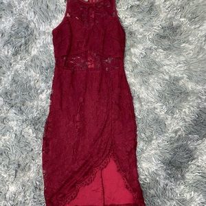Wine Red Lace Dress